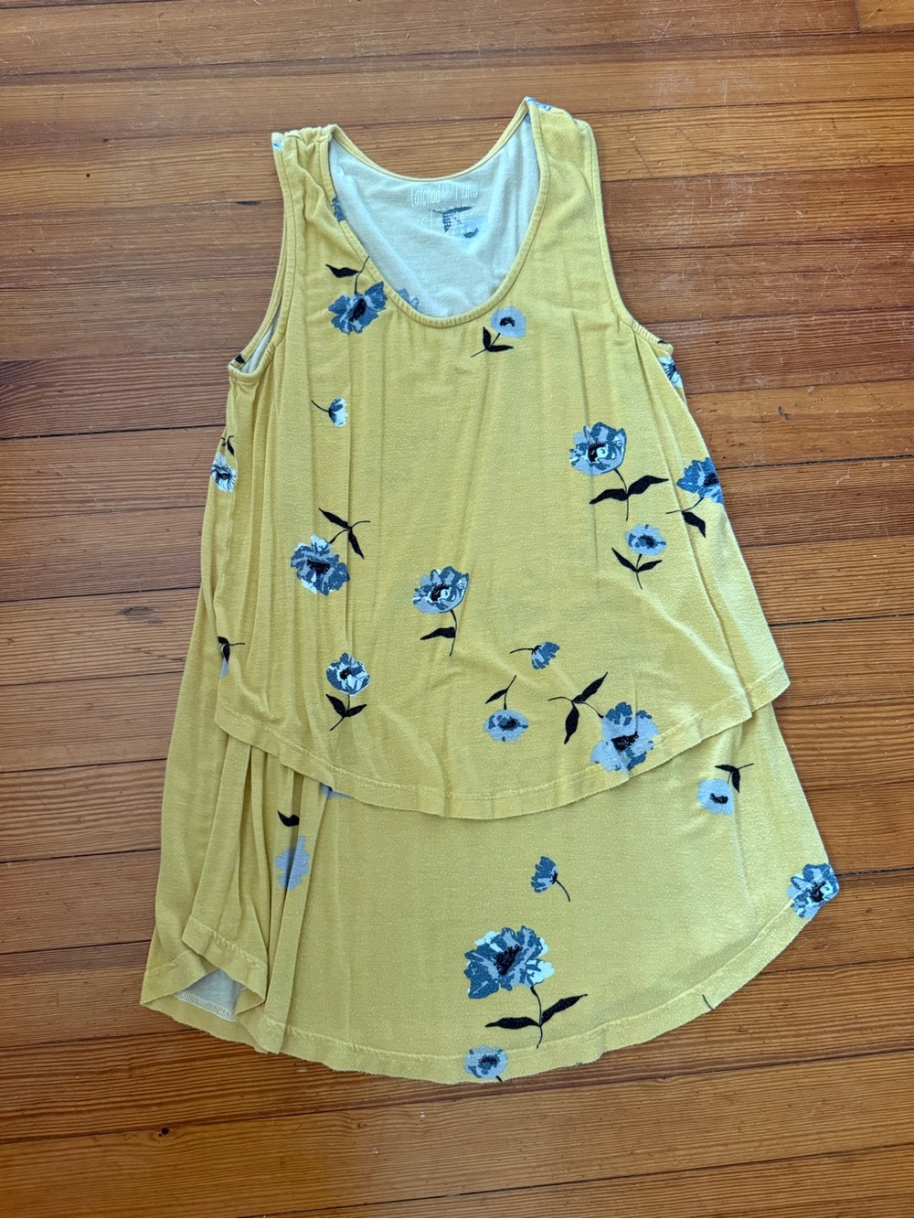 Latched Mama Yellow Floral Layered Tank Top